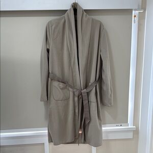Antigel Taupe Long Robe with Pockets and Belt